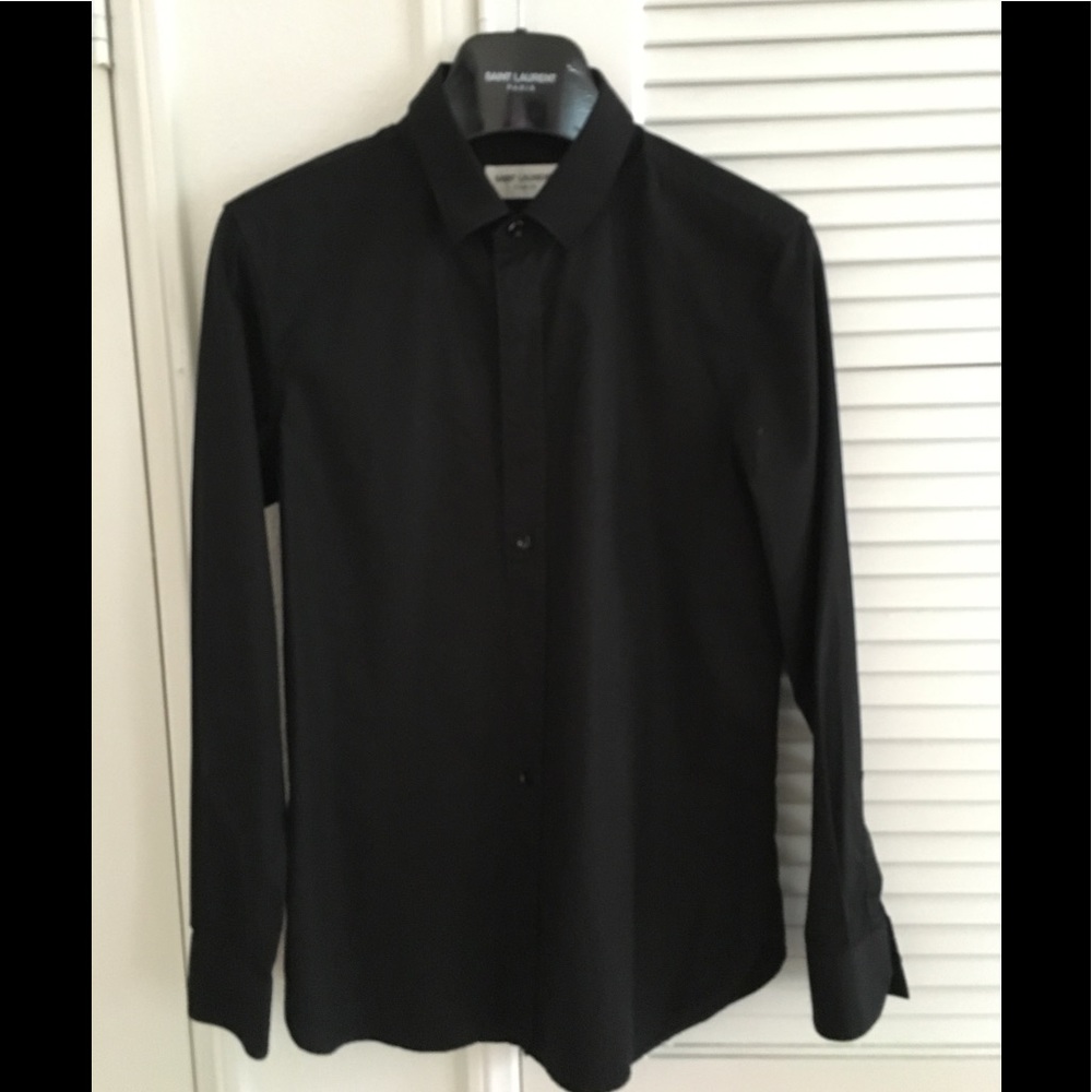 Saint Laurent black slim fit popeline shirt 38